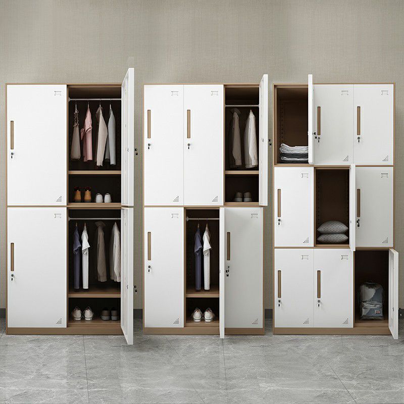 Steel Wardrobe Armoire with Lock Hinged Wardrobe Cabinet for Home