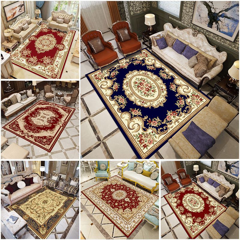 Nice Multi Colored Jacquard Rug Polypropylene Traditional Carpet Stain Resistant Washable Non-Slip Backing Rug for Room
