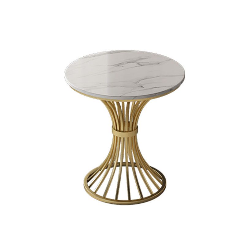 Traditional Luxury Dining Table Sintered Stone Round Table with Gold Base