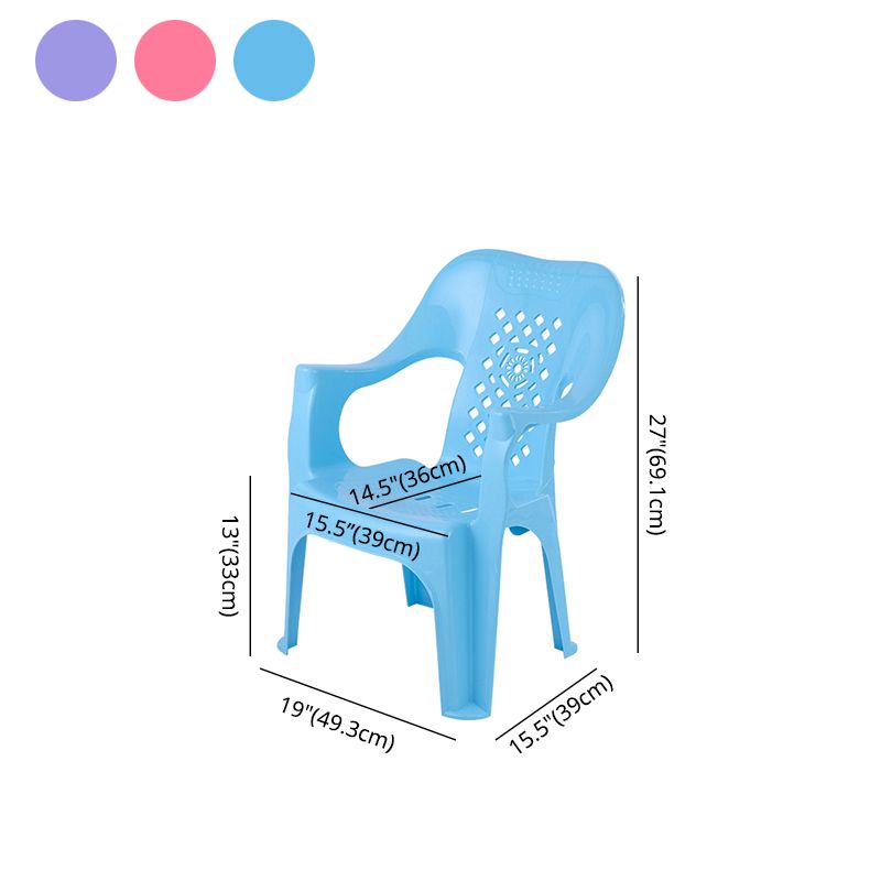 Minimalist Style Stacking Dining Arm Chairs Plastic Slat Back Dining Side Chair for Home Use