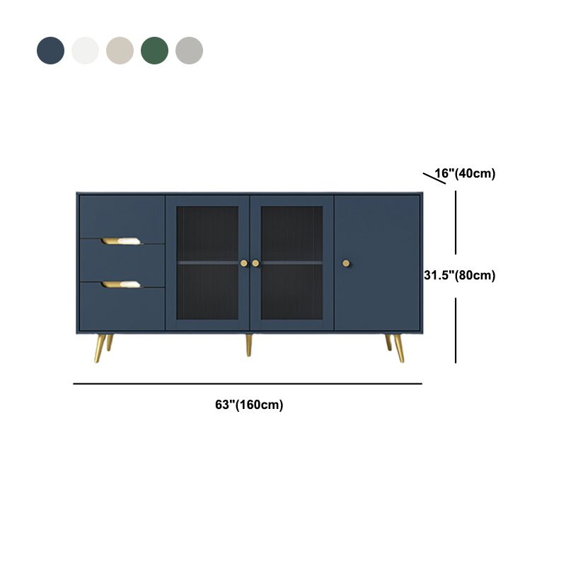 63" L Modern Accent Chest with 2-Drawer and 2-Door Wood Chest