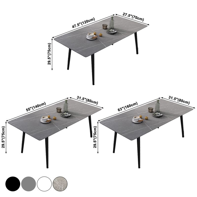 Industrial Style Sintered Stone Dining Table Rectangle Table with 4 Legs for Dinning Room