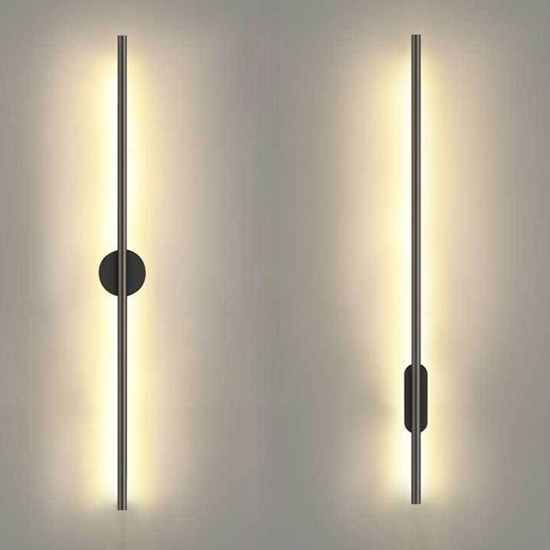 Black Rod LED Wall Lamp Fixture Simple Style Metallic Sconce Light for Living Room