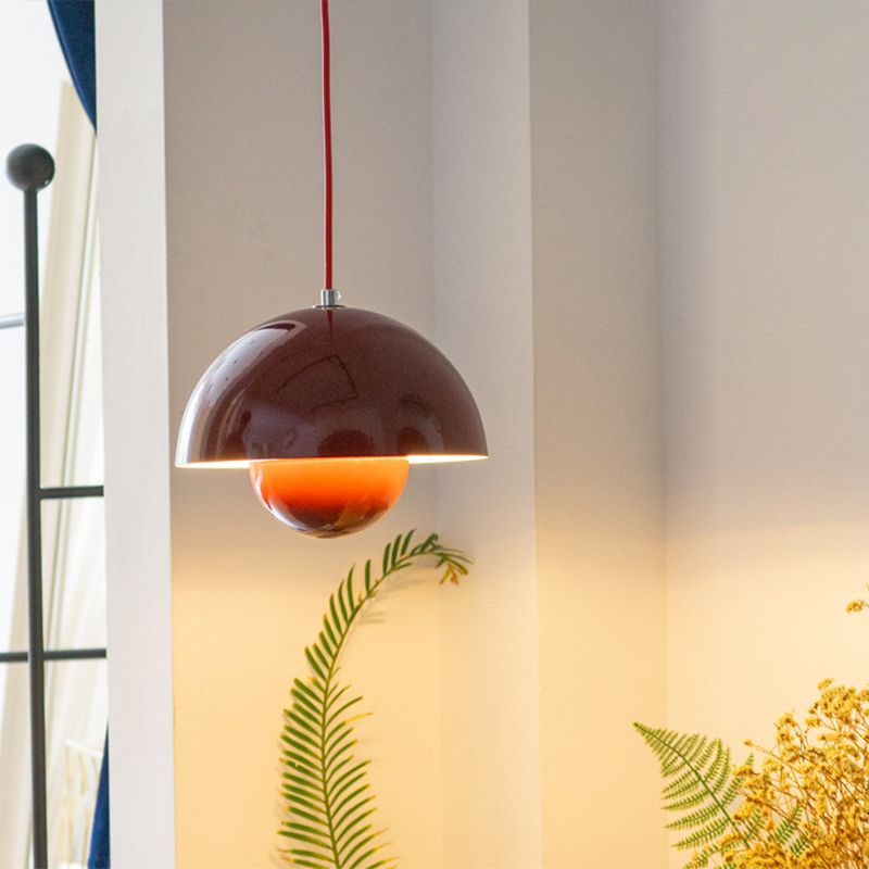 1 Light Metal Suspension Pendant Modern Semi Spheres Dining Room Hanging Light Fixtures
