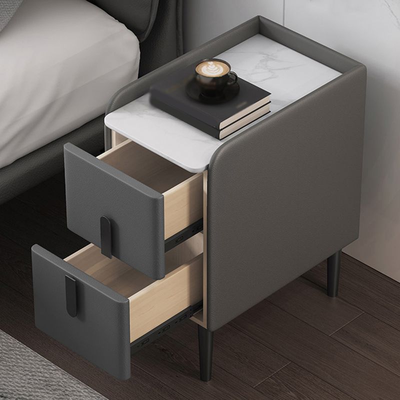 Rectangular Coffee Table with 4 Legs Base Design Rock Slate Top Metal Cocktail Table