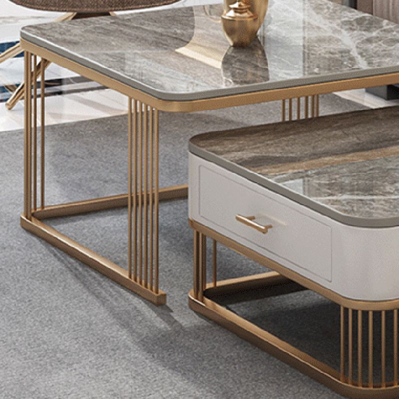Frame Base 2 Nesting Coffee Table with Storage Metal Coffee Table Set