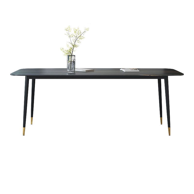 Modern Stone Rectangle Dining Table Home Kitchen Dinner Black Frame Dining Table