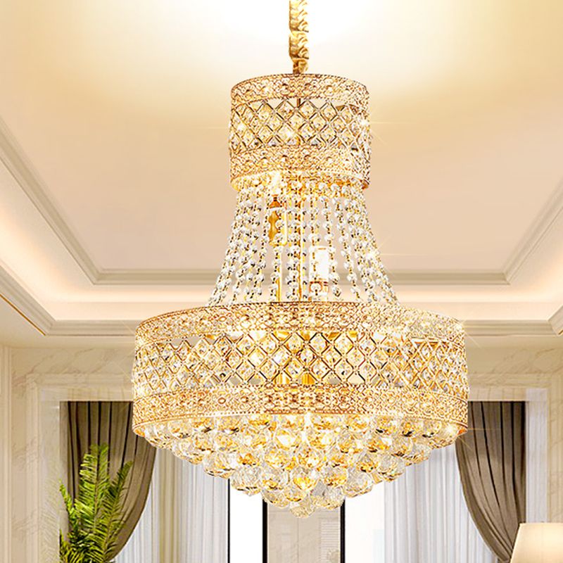 5 Bulbs Empire Style Drop Lamp Baroque Gold Opulent Crystal Chandelier Pendant Light