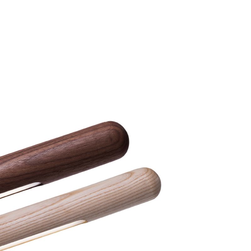 Modern Wood Chandelier Lamp Linear 1 Light LED Island Pendant for Office