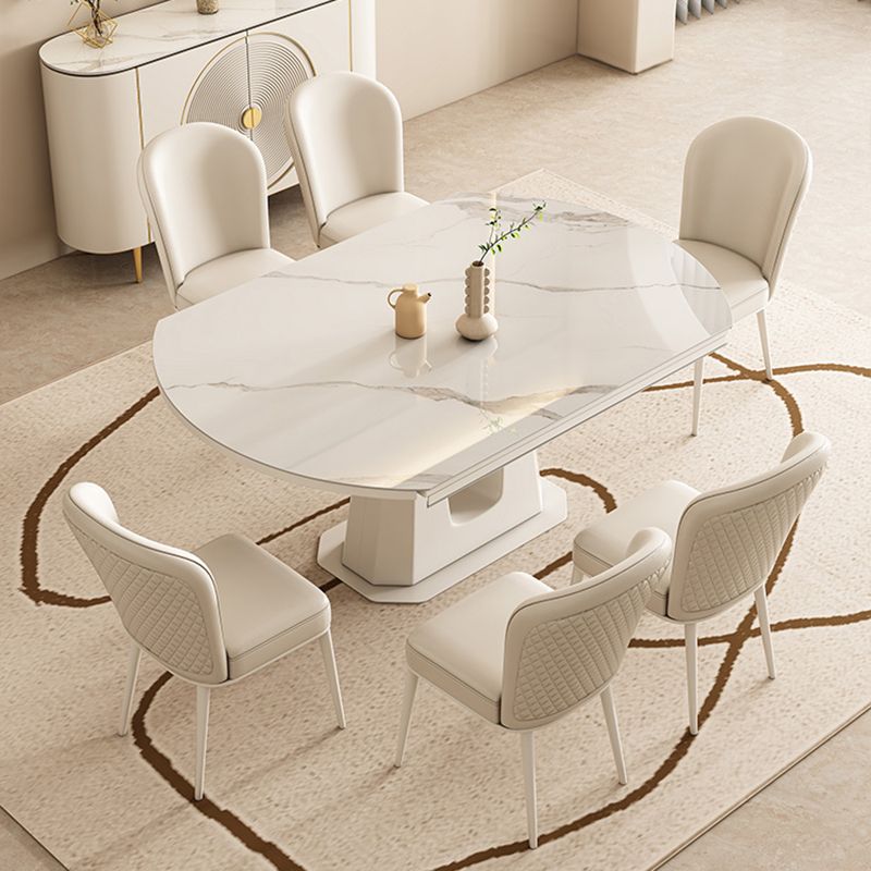 5/7/9/11 Pieces Sintered Stone Top White Round Dining Set for Home