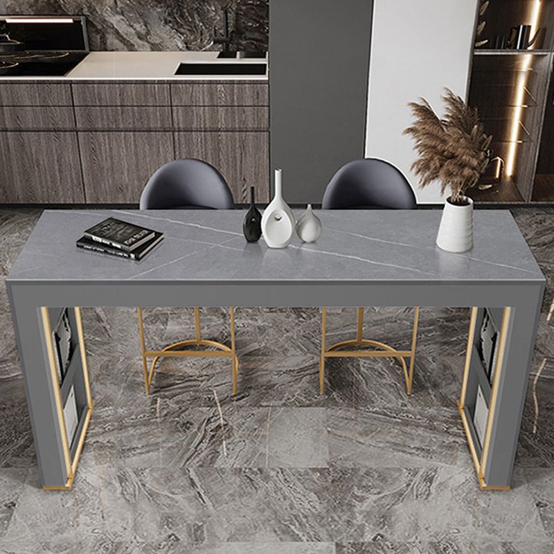 Rectangle Bar Pub Table Set 1/3 Pcs Stone Top Bar Table and Upholstered Stools