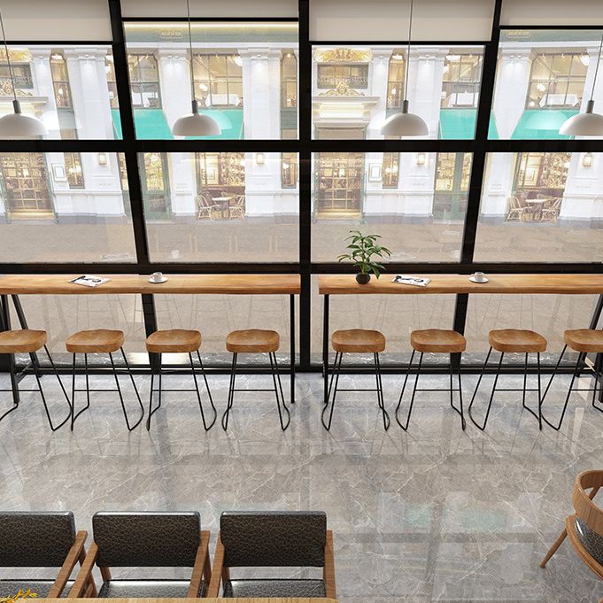 Light Brown Modern Style Bar Table in Solid Wood and Iron Cafe Bar Table, Only Table