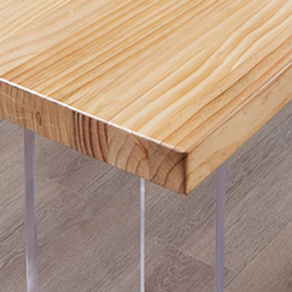 Minimalists Rectangle Khaki Dining Table Solid Wood Standard Dining Table for Kitchen