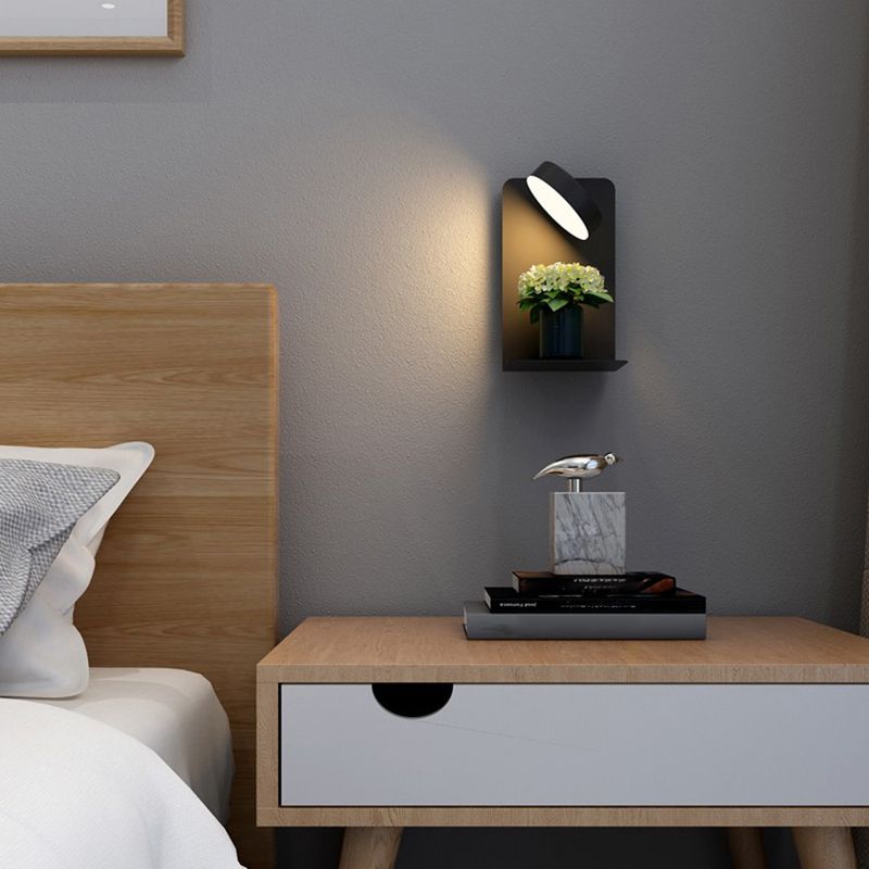 Bedside Reading Wall Light Rotatable Nordic LED Sconce with Shelf and USB Charging Port