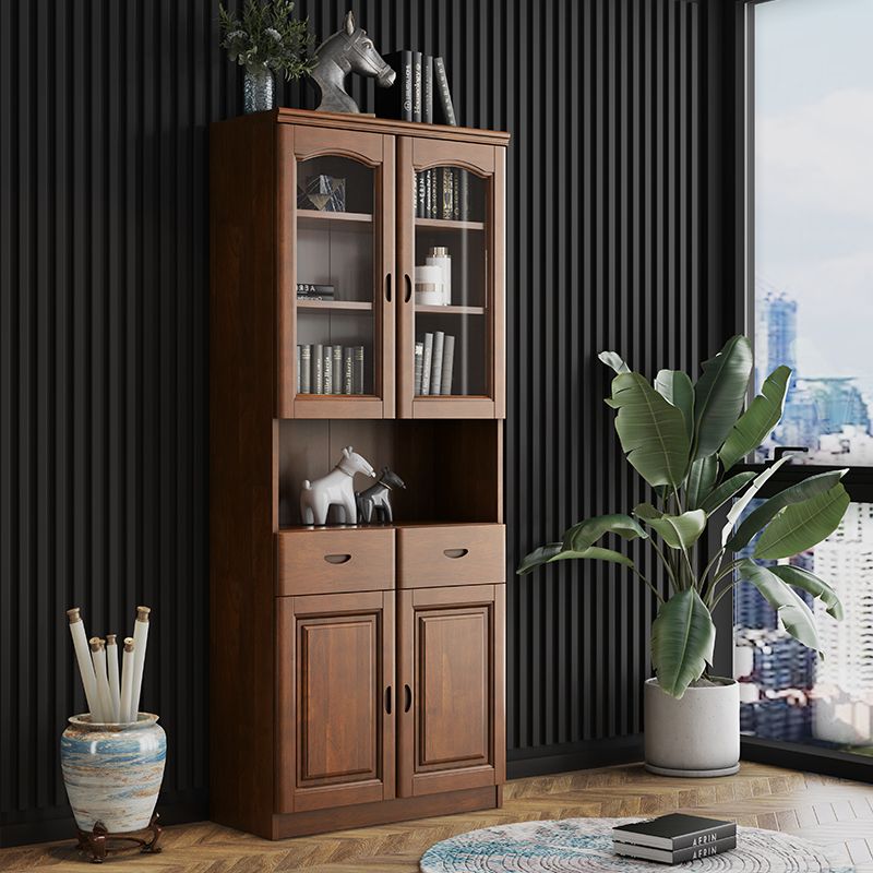 Grooves Handle Storage Cabinet Solid Wood Cabinet with Drawer