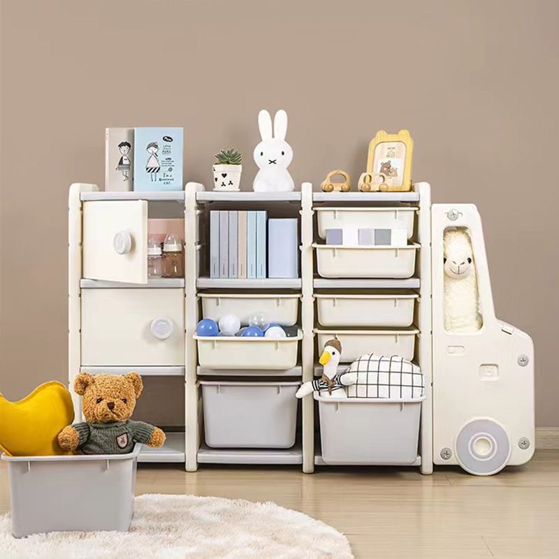 Modern Plastic Standard Kids Bookcase Open Back  in Car Theme