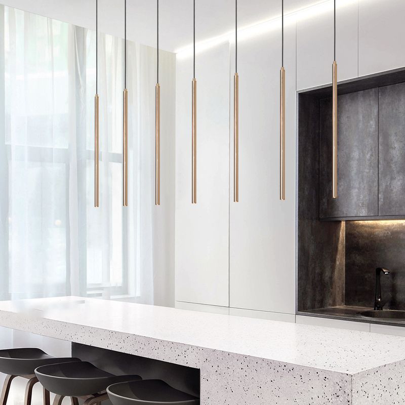 Cylinder Shape Metal Hanging Ceiling Light Modern Style 1 Light Pendant Light