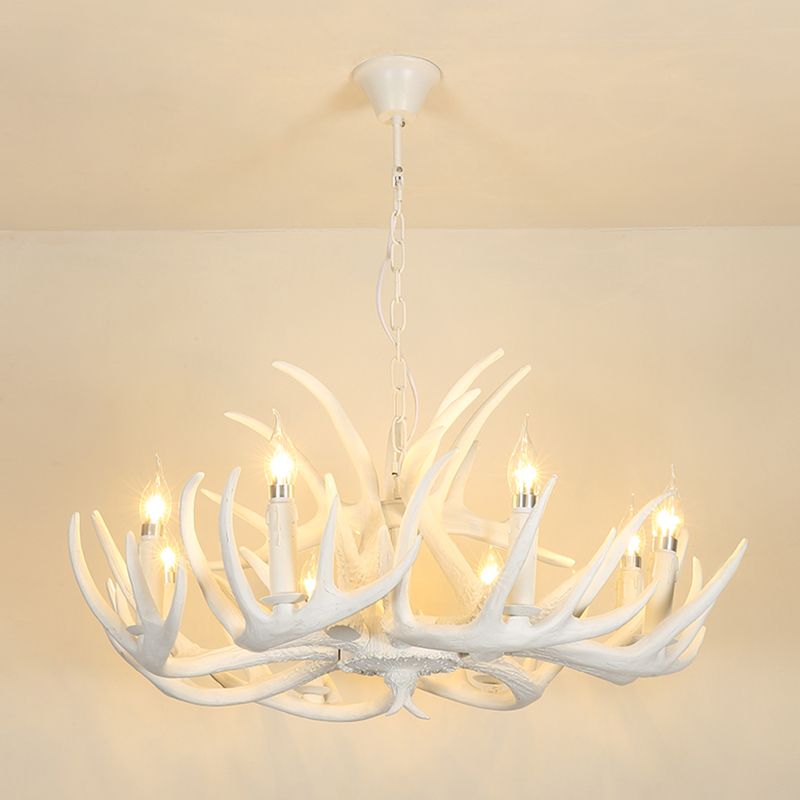 Deer Horn Shaped Resin Chandelier Lighting Retro Dining Room Pendant Light Fixture