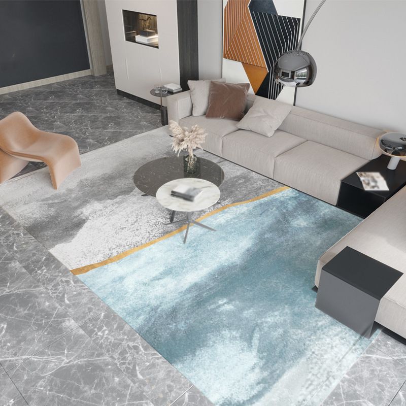 Fancy Modern Rug Blue Fish Indoor Rug Non-Slip Backing Rug for Drawing Room