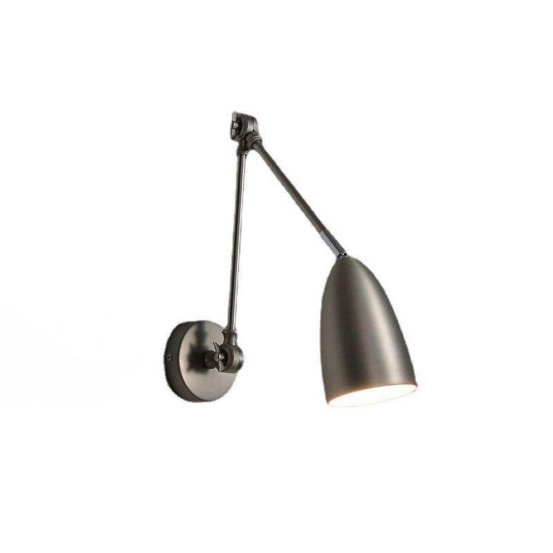 Domed Shade Task Wall Light Nordic Metal 1-Light Bedroom Reading Wall Lamp with Swing Arm