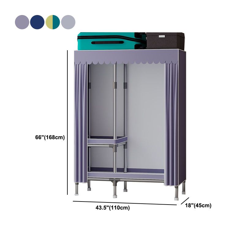 Modern Cabinet with Garment Rod Metal Storage Cabinet for Bedroom