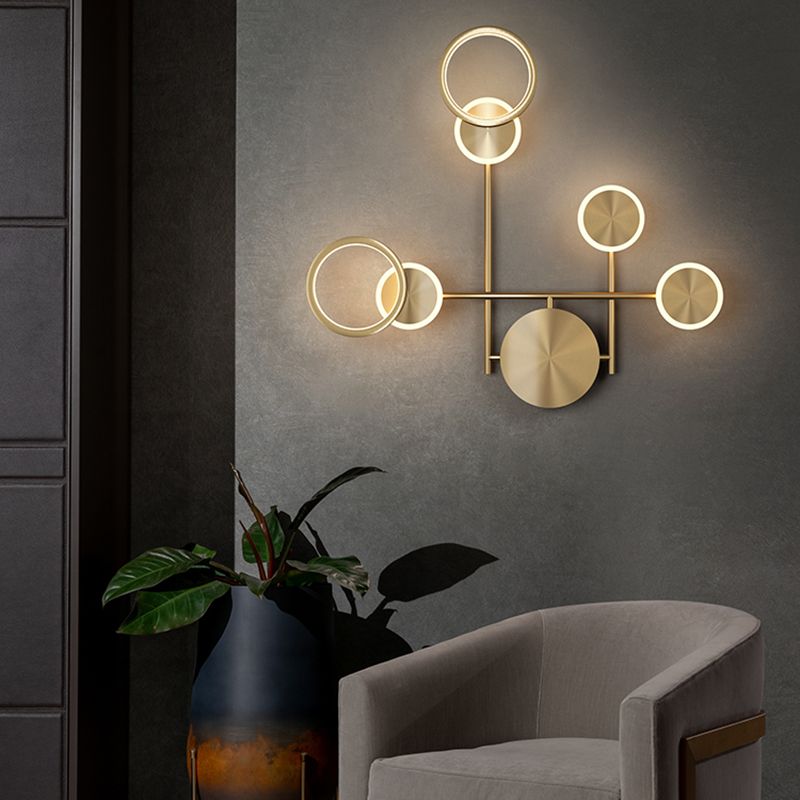 1-Light Modern Nordic Wall Lights Copper Wall Mounted Lamps for Bedroom