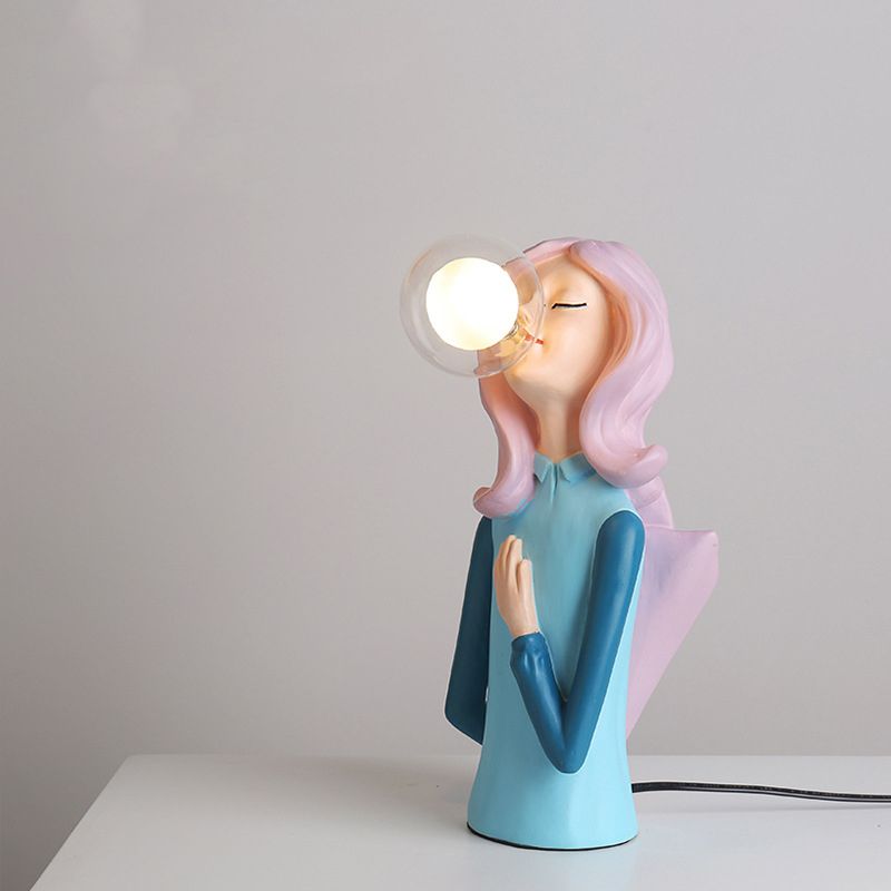 Lampada da tavolo statue in resina creativa moderna luce notturna a 1 luci con tonalità in vetro a sfera