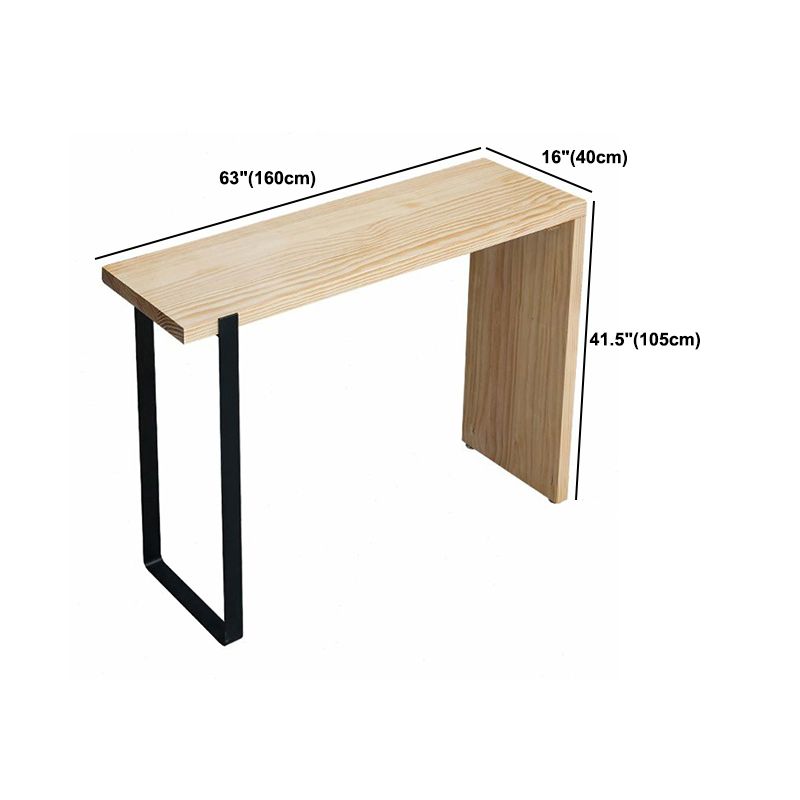 Pine Wood Top Rectangular Bar Table Modern Bistro Table with Double Pedestal
