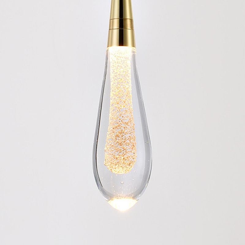 Gold LED Hanging Lamp in Modern Artistic Style Crystal Teardrop Pendant Light for Interior Spaces