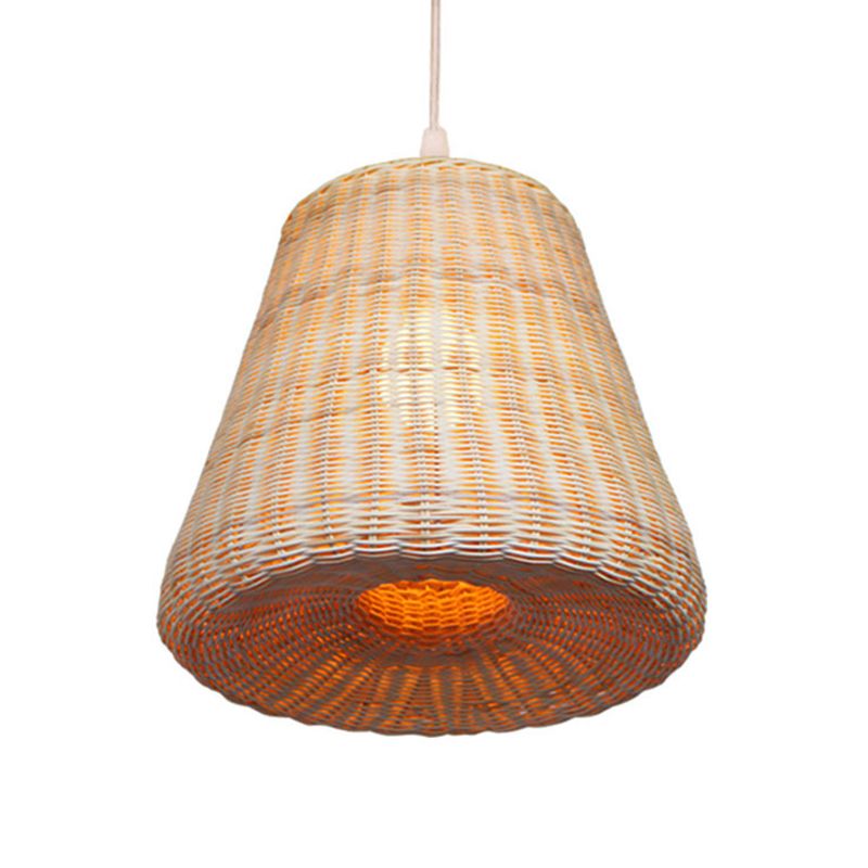 Bamboo Bell Suspension Light Asia 1 Head Khaki Aione dell'illuminazione a sospensione sul tavolo da pranzo