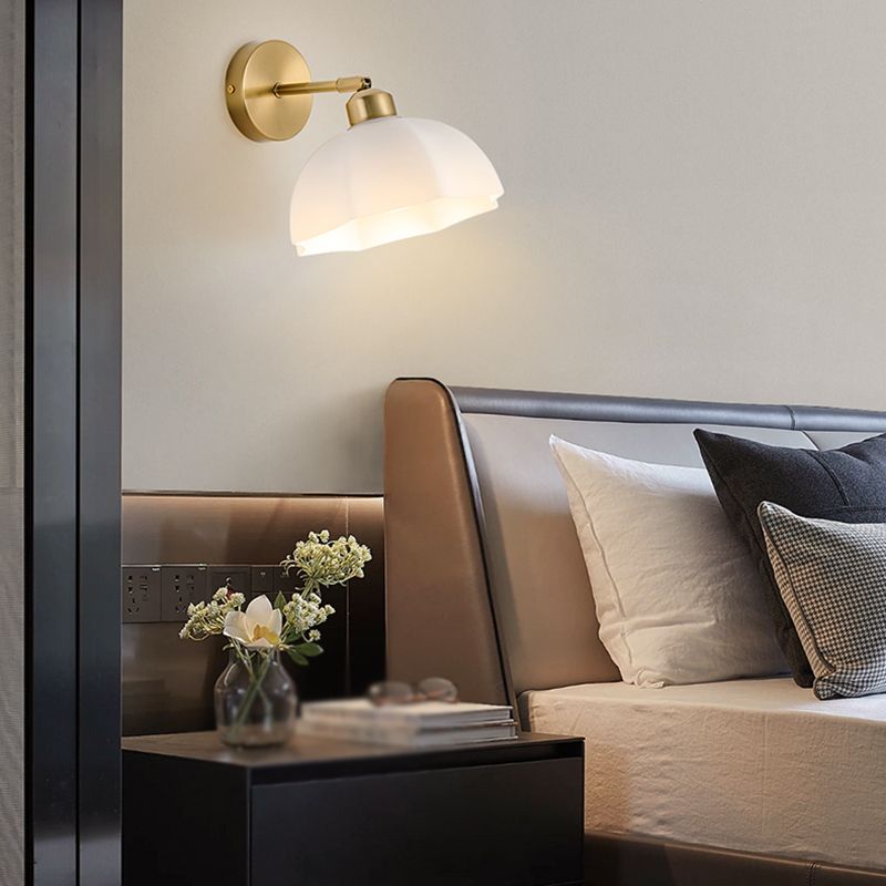 Nordic Style Wall Light Dome Shape Wall Lamp with Glass Shade for Living Room