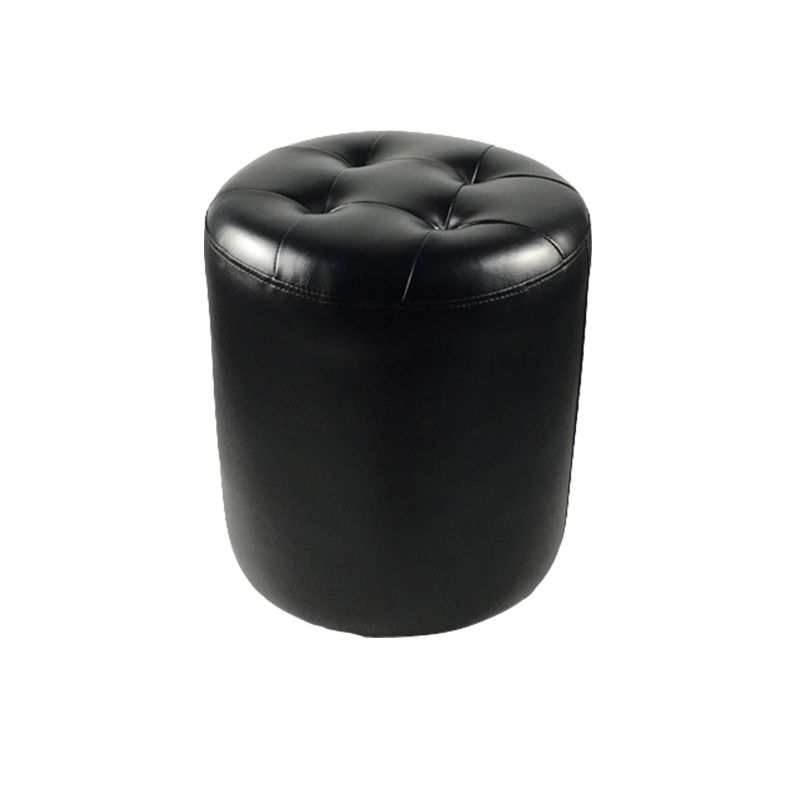 Mid-Century Modern Pouf Ottoman Genuine Leather Upholstered Tufted Square Ottoman