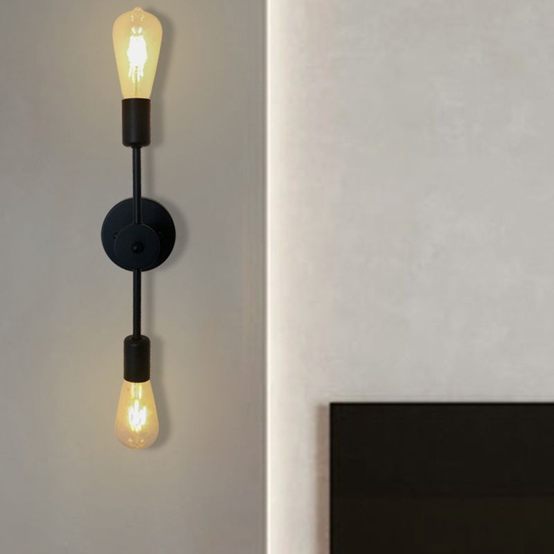 Black Modern Metal Wall Sconce Cylinder Shape Vanity Lamp for Bathroom