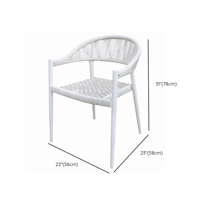 Tropical Rattan Outdoors Dining Chairs White with Arm Open Back