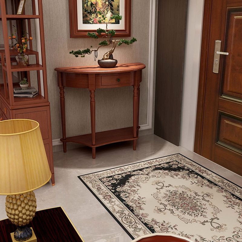 Storage Solid Wood Console Table Half Moon Mid-Century Modern Console