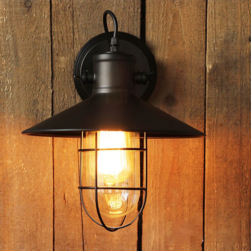 1-Light Clad Cone Wall Lamp Fixtures Industrial Style Metal Wall Mounted Light Fixture