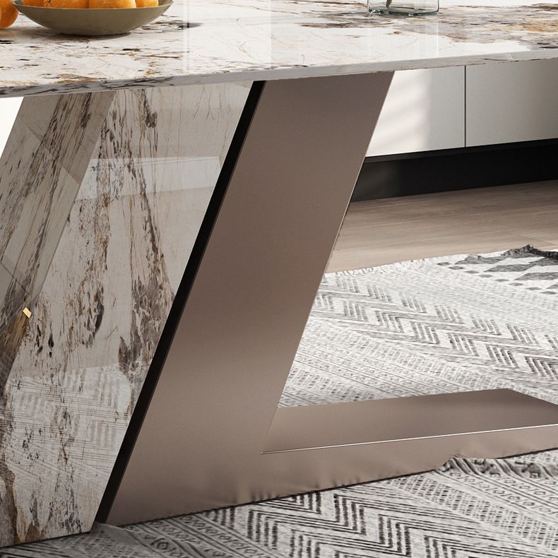 White Stone Top Table for Dining Room Traditional Luxury Rectangle Dining Table