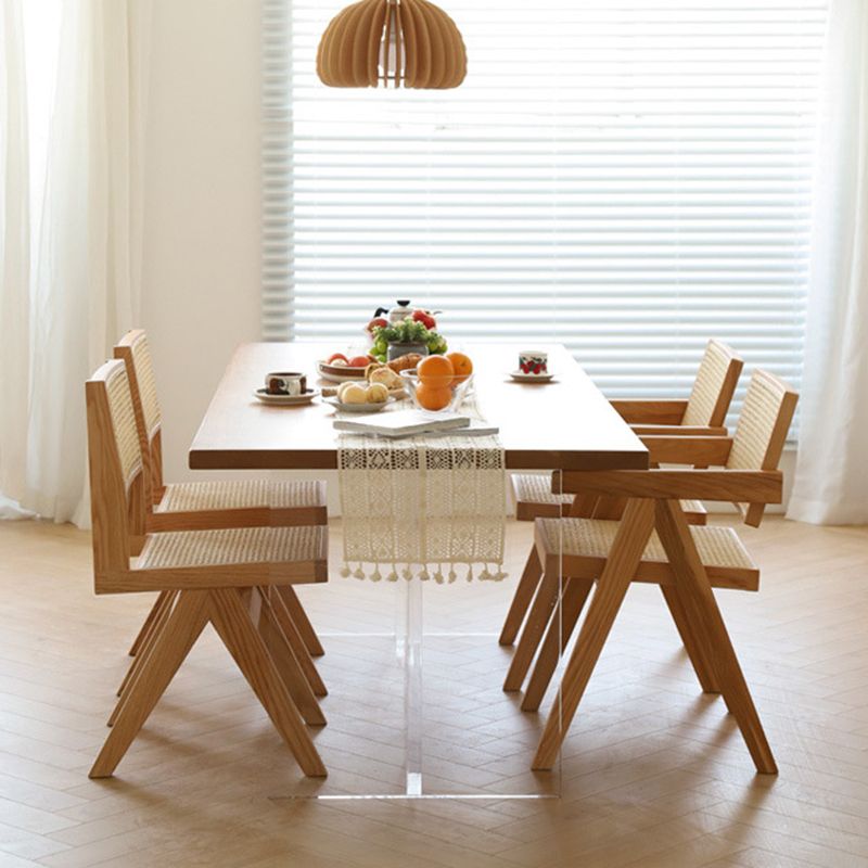1/2/5 Pieces Rectangle Dining Set Modern Solid Wood Dining Table with Chairs