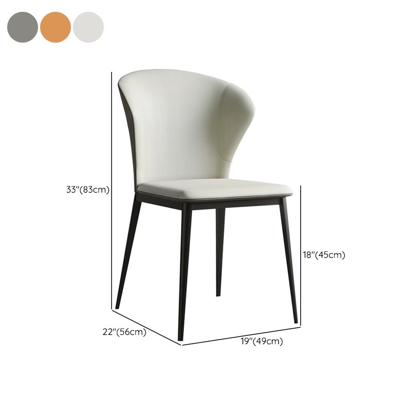 Industrial Armless Dining Chairs Black Metal Legs Wingback Side Chair