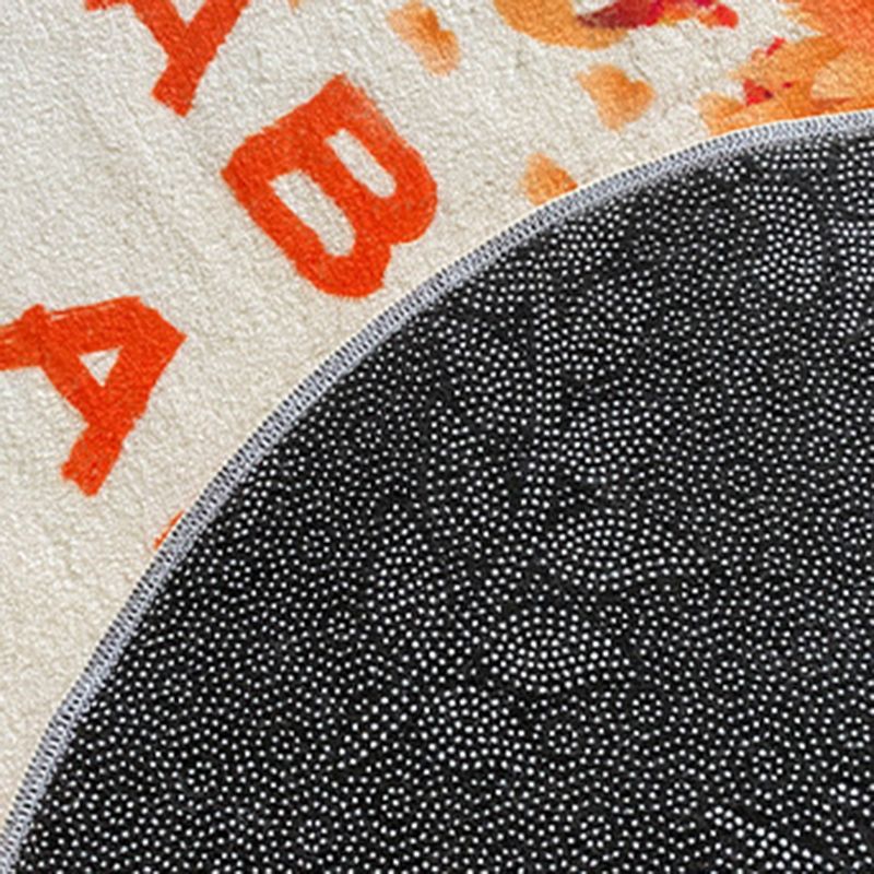 Round Carpet Simple Contrast Panel Area Rug Polyester Stain Resistant Indoor Carpet for Home Decor