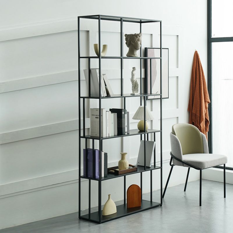 Modern Style Open Back Bookshelf Standard Metal Bookcase with Shelves