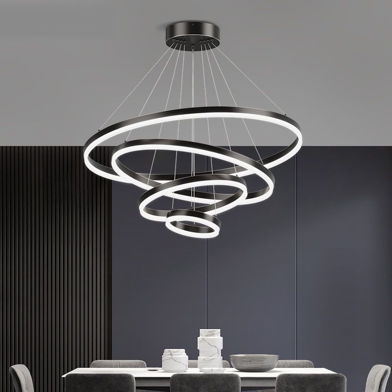 Black Multi-Tier Chandelier Lighting Fixture Modern Chandelier Pendant Light for Bedroom