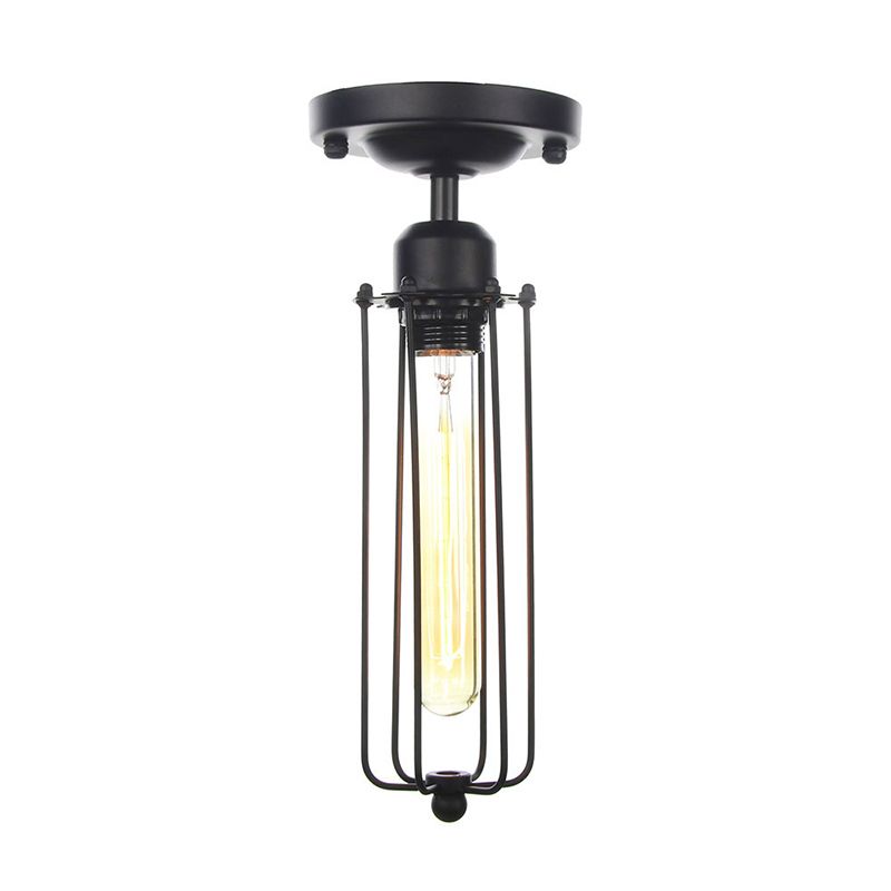 Modern Flush Mount Lighting Metal 1-Light Ceiling Lighting in Black