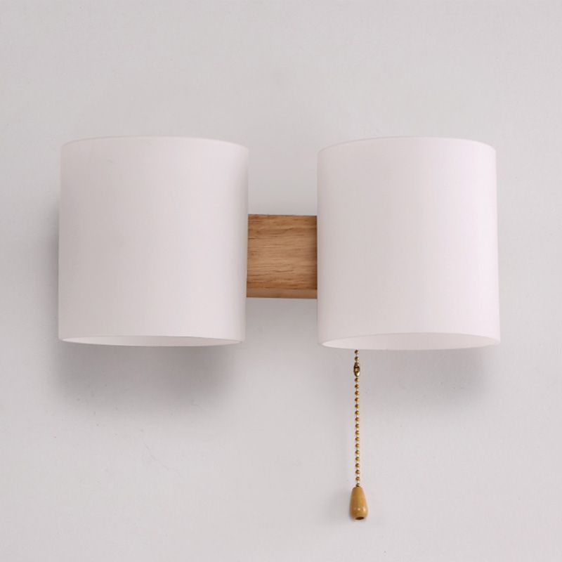 1/2 Head Wall Sconce Light Modernist Wood Wall Lighting Fixtures for Bedroom