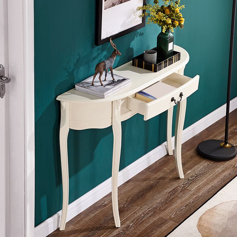4 Legs Mid-Century Modern Wood Console Table with Single Drawer