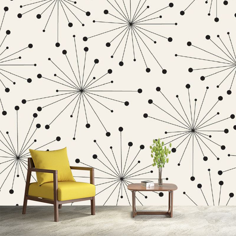 Black-White Minimalist Wall Murals Whole Dandelion Patterned Wall Decor for Living Room