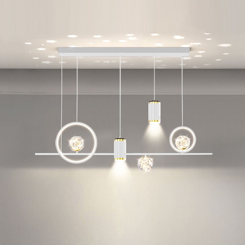 Modern Metal Ceiling Light Circle Shape Island Light with Acrylic Shade for Living Room