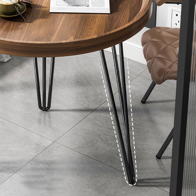 Modern 3 Legs Metal Base Grey/white/brown Round Wood Top End Table