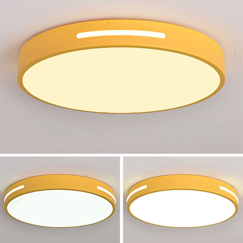 Lacquered Iron LED Flush Mount in Modern Concise Style Acrylic Circular Macaron Ceiling Fixture