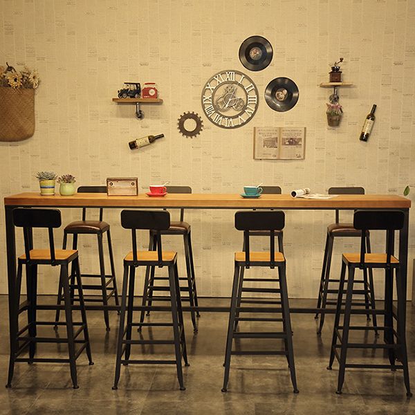 Contemporary Pub Table Solid Wood Rectangle Bar Table for Small Places